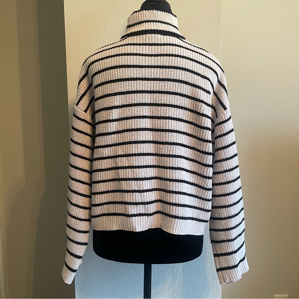 Sanctuary Black and White Striped Turtleneck Sweater - Picture 4 of 6